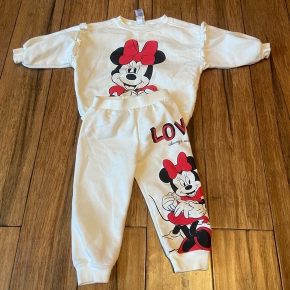 Disney Girls Baby Infant 12 Months Outfit Clothes Minnie Mickey Top & Bottom - Picture 9 of 9